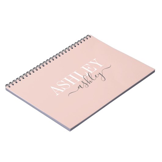 Carnet Nom Chic Monogram Blush rose Grey Élégant (Côté gauche)