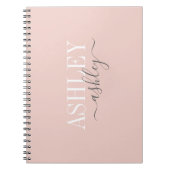 Carnet Nom Chic Monogram Blush rose Grey Élégant (Devant)