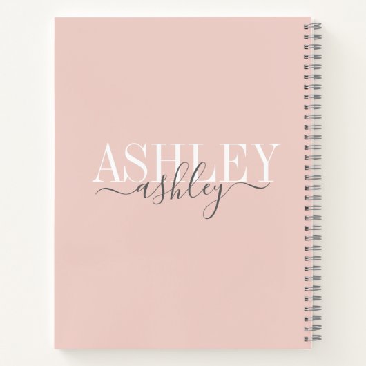 Carnet Nom Chic Monogram Blush rose Grey Élégant (Dos)