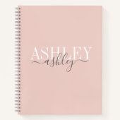 Carnet Nom Chic Monogram Blush rose Grey Élégant (Devant)