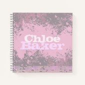 Carnet Nom complet mauve gris rose filles (Devant)