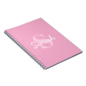 Carnet Nom cursif mignon et monogramme | Rose (Côté Droit)