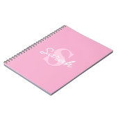 Carnet Nom cursif mignon et monogramme | Rose (Côté gauche)
