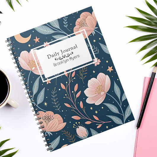 Carnet Nom customisé Floral BOHO Journal/