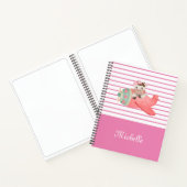 Carnet Nom & Cute Aquarelle vache dans l'avion, Whimsical (Intérieur)