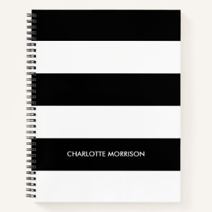 Carnet Nom de bande moderne monogramme noir et blanc
