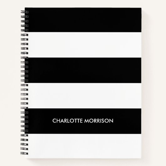 Carnet Nom de bande moderne monogramme noir et blanc (Devant)