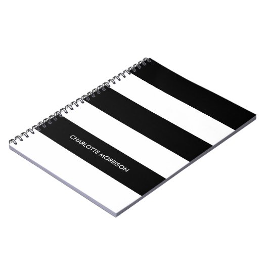 Carnet Nom de bande moderne monogramme noir et blanc (Côté gauche)