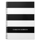 Carnet Nom de bande moderne monogramme noir et blanc (Devant)