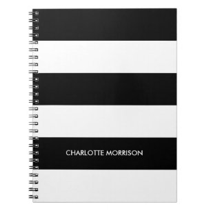 Carnet Nom de bande moderne monogramme noir et blanc