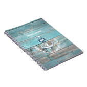 Carnet Nom de bateau nautique Ancre Bois rustique (Côté Droit)