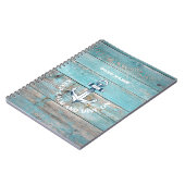 Carnet Nom de bateau nautique Ancre Bois rustique (Côté gauche)