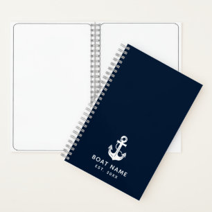 Carnet Nom de bateau nautique personnalisé Ancre