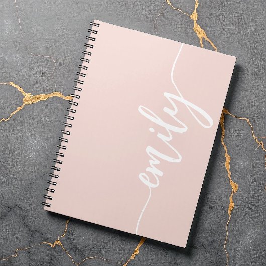 Carnet Nom de calligraphie rose pâle élégant