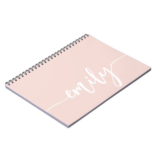 Carnet Nom de calligraphie rose pâle élégant (Côté gauche)