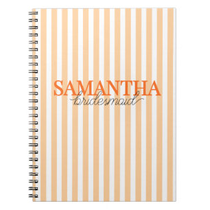 Carnet Nom de demoiselle d'honneur moderne orange rayé éc