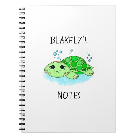 Carnet Nom de dessin personnalisé de la tortue mûre (Devant)
