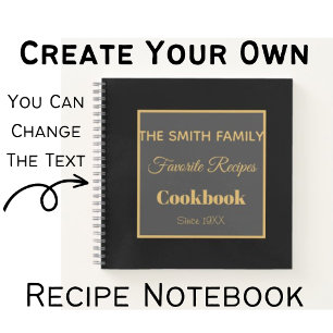 Carnet Nom de famille personnalisé Cookbook NOIR Recette