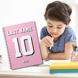 Carnet Nom de famille rose personnalisé Sports Numéro Jer