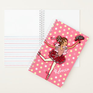 Carnet Nom de fille enfants ballerine rose pois 