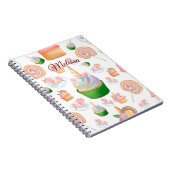 Carnet Nom de fille rose mignonne Cupcake Unicorn Motif (Côté Droit)