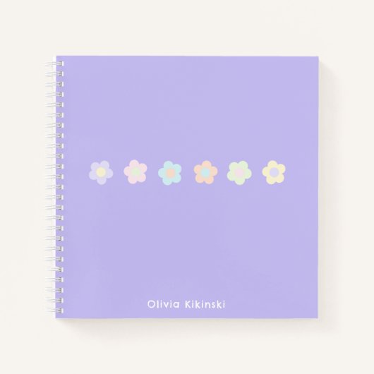 Carnet Nom de fleurs pastel violet mignon (Devant)