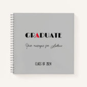 Carnet Nom de graduation de script rouge gris blanc (Devant)