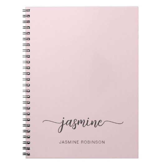 Carnet Nom de jeune fille en monogramme rose pâle minimal (Devant)