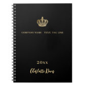 Carnet Nom de la couronne d'or noir entreprise (Devant)