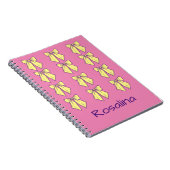 Carnet Nom de la fille du modèle de vaches rose et jaune (Côté Droit)