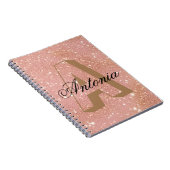 Carnet Nom de la Parties scintillant rose rose et initial (Côté Droit)