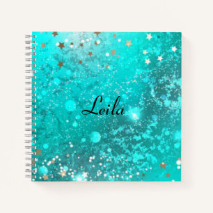 Carnet Nom de la Parties scintillant turquoise Blue Spark