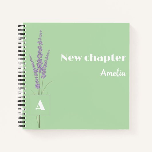 Carnet Nom de la retraite gracieuse monogramme vert clair (Devant)