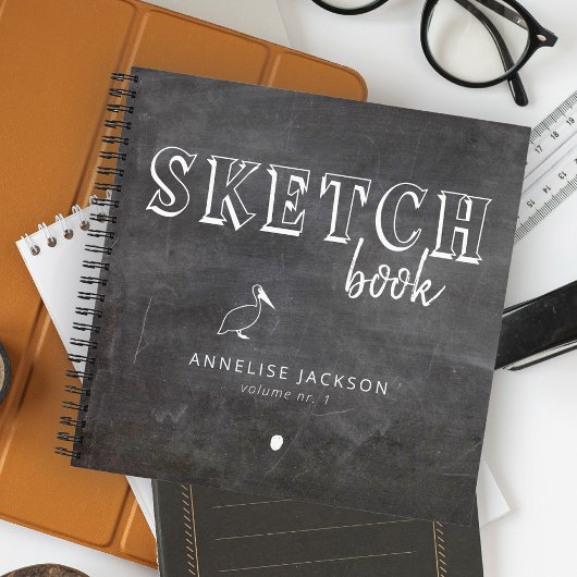 Carnet Nom de l'artiste personnalisé sketchbook noir blan