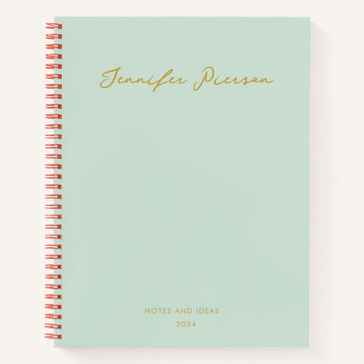 Carnet Nom de l'écriture manuscrite Green Custom Gold (Devant)