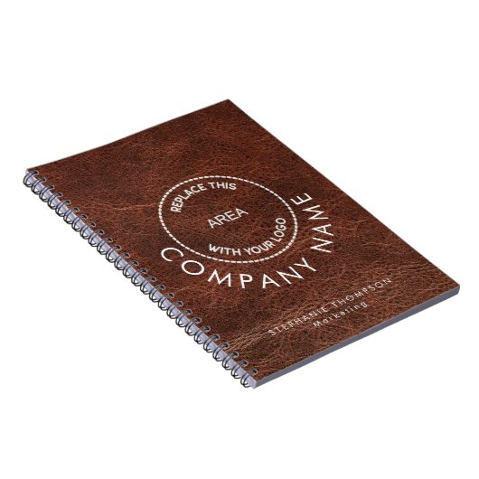 Carnet Nom de l'employé Logo Brown Faux Cuir (Côté Droit)
