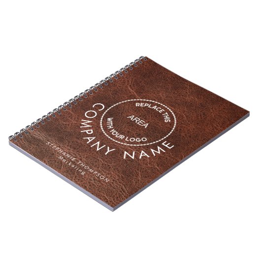 Carnet Nom de l'employé Logo Brown Faux Cuir (Côté gauche)