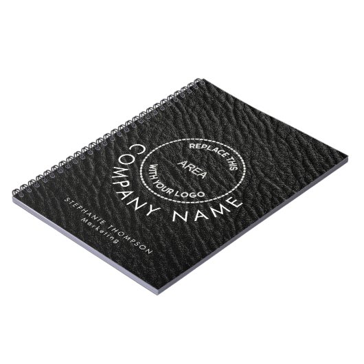 Carnet Nom de l'employé Logo noir Faux cuir (Côté gauche)