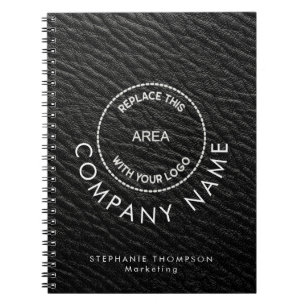 Carnet Nom de l'employé Logo noir Faux cuir