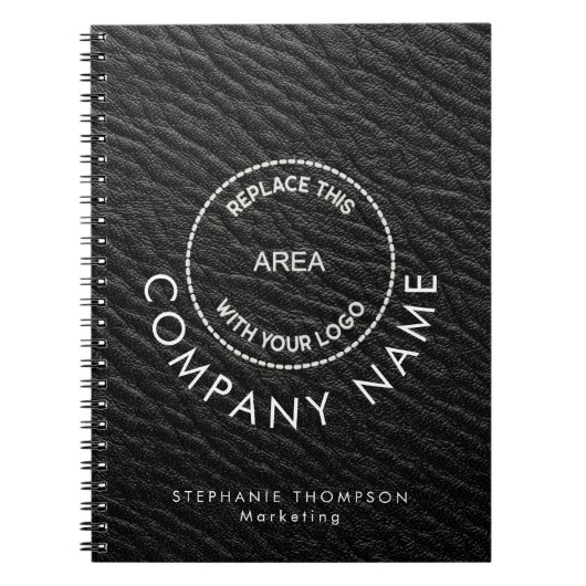 Carnet Nom de l'employé Logo noir Faux cuir (Devant)