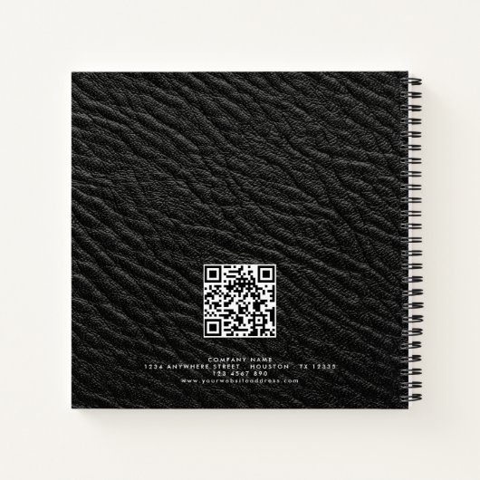 Carnet Nom de l'employé Logo QR Black Faux Leather (Dos)