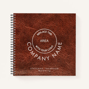 Carnet Nom de l'employé Logo QR Brown Faux Cuir