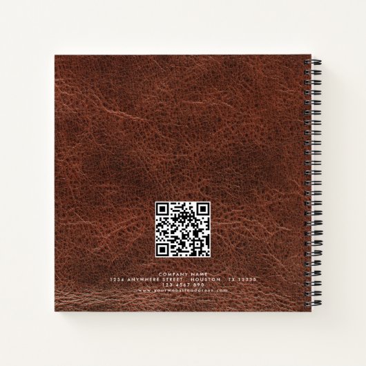 Carnet Nom de l'employé Logo QR Brown Faux Cuir (Dos)