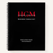 Carnet Nom de l'employé personnalisé Monogramme Logo noir (Devant)