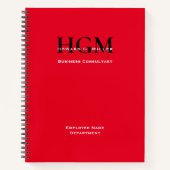 Carnet Nom de l'employé personnalisé Monogramme Logo Roug (Devant)