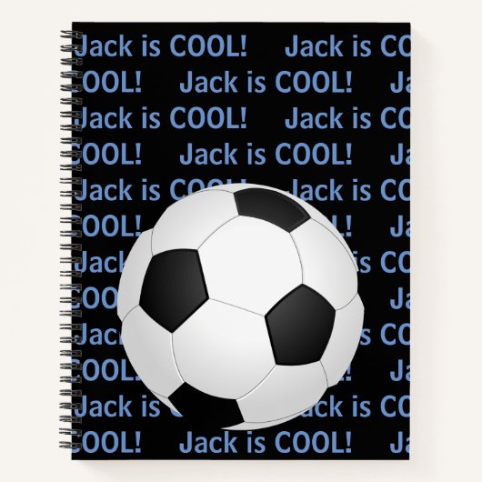 Carnet Nom de l'enfant personnalisé "est Cool" Football (Devant)