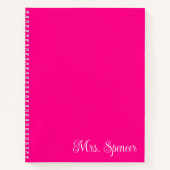 Carnet Nom de l'enseignant rose et blanc chaud (Devant)