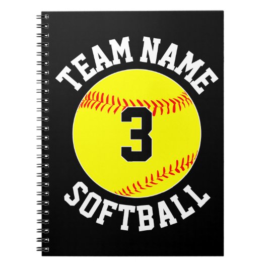 Carnet Nom de l'équipe de softball Fastpitch & numéro de (Devant)