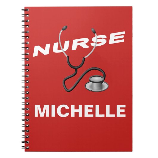 Carnet Nom de l'infirmière personnalisée RED (Devant)
