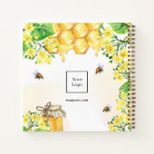 Carnet Nom de logo d'entreprise floral jaune miel d'abeil (Dos)